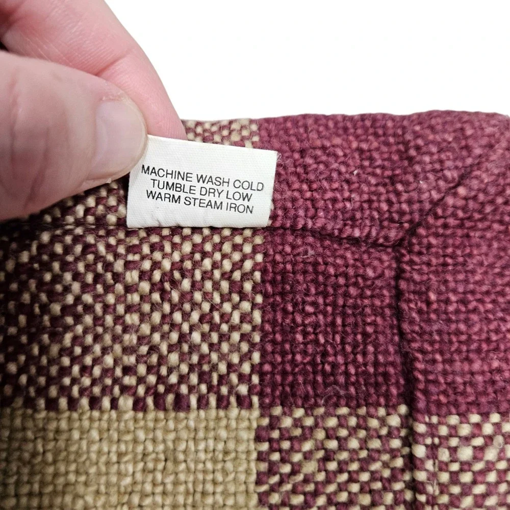 Pottery Barn Placemats Set of 8 Cotton Woven Plaid Burgundy Teal Beige Country‎